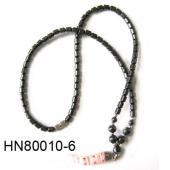 Millefiori Horn Pendant with Hematite Beads Stone Strands Necklace
